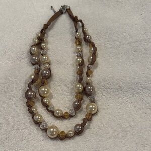 Elegant Brown and Gold Beaded Necklace